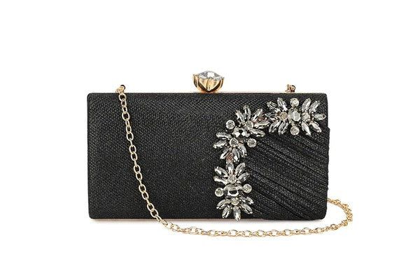 Shimmer Floral Diamante Detail Clutch Bag