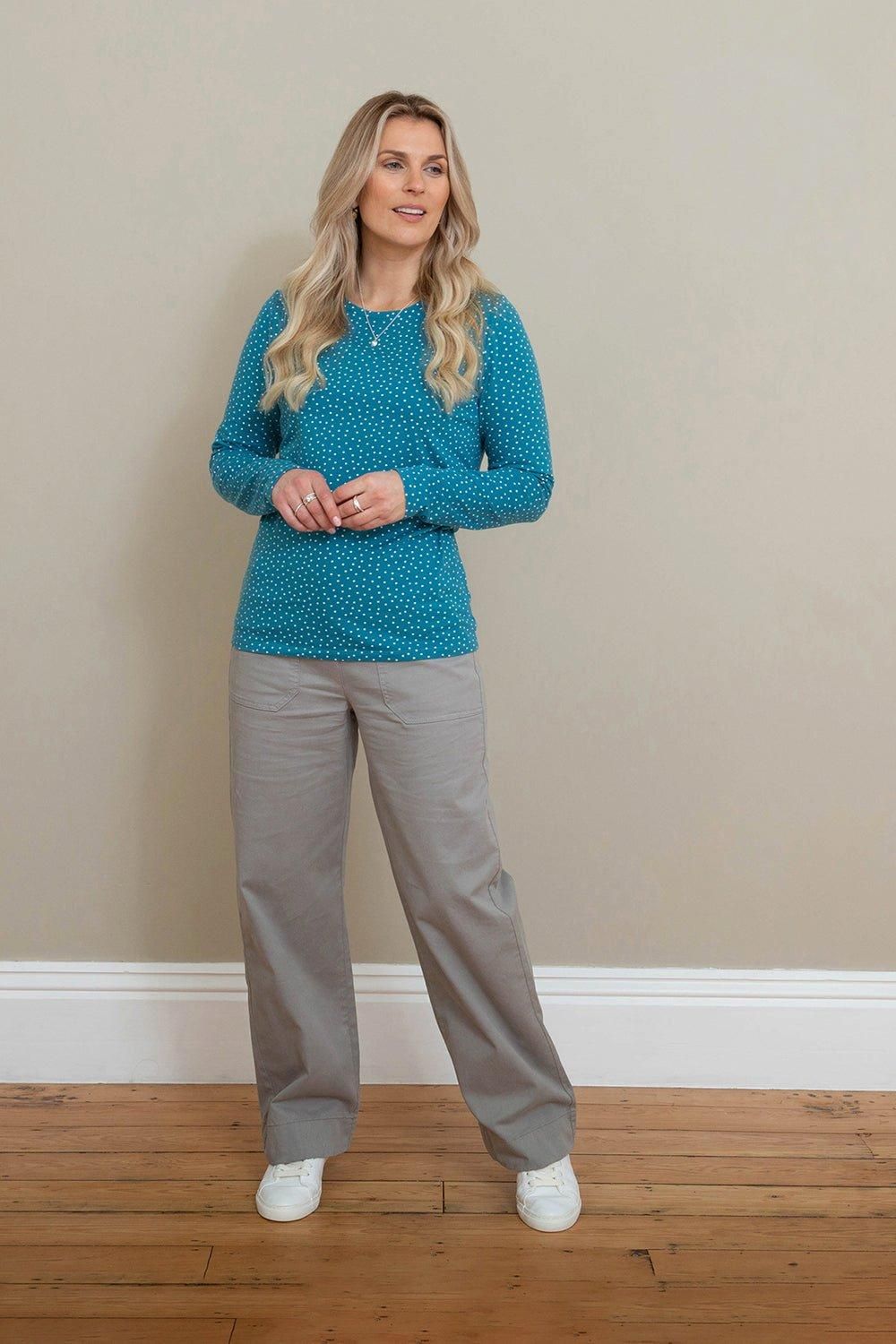 Evershot Wide Leg Twill Trousers Grey