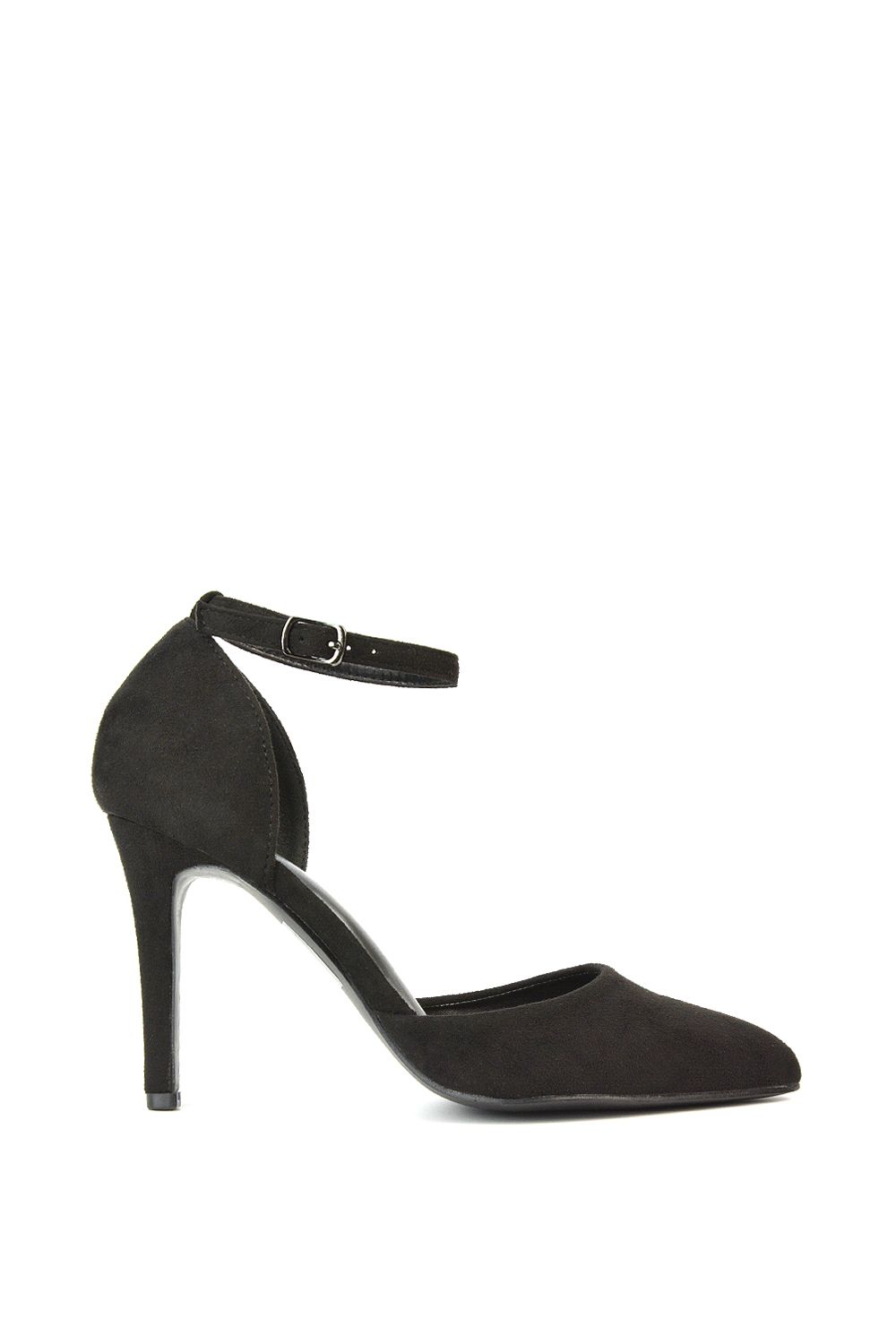 'Claire' D'Orsay Point Toe Ankle Strap Stiletto Heel Court Shoes