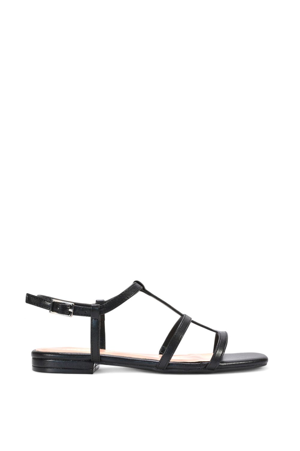 'Danielle' Flat Strappy Caged Square Toe Sandals With Buckle