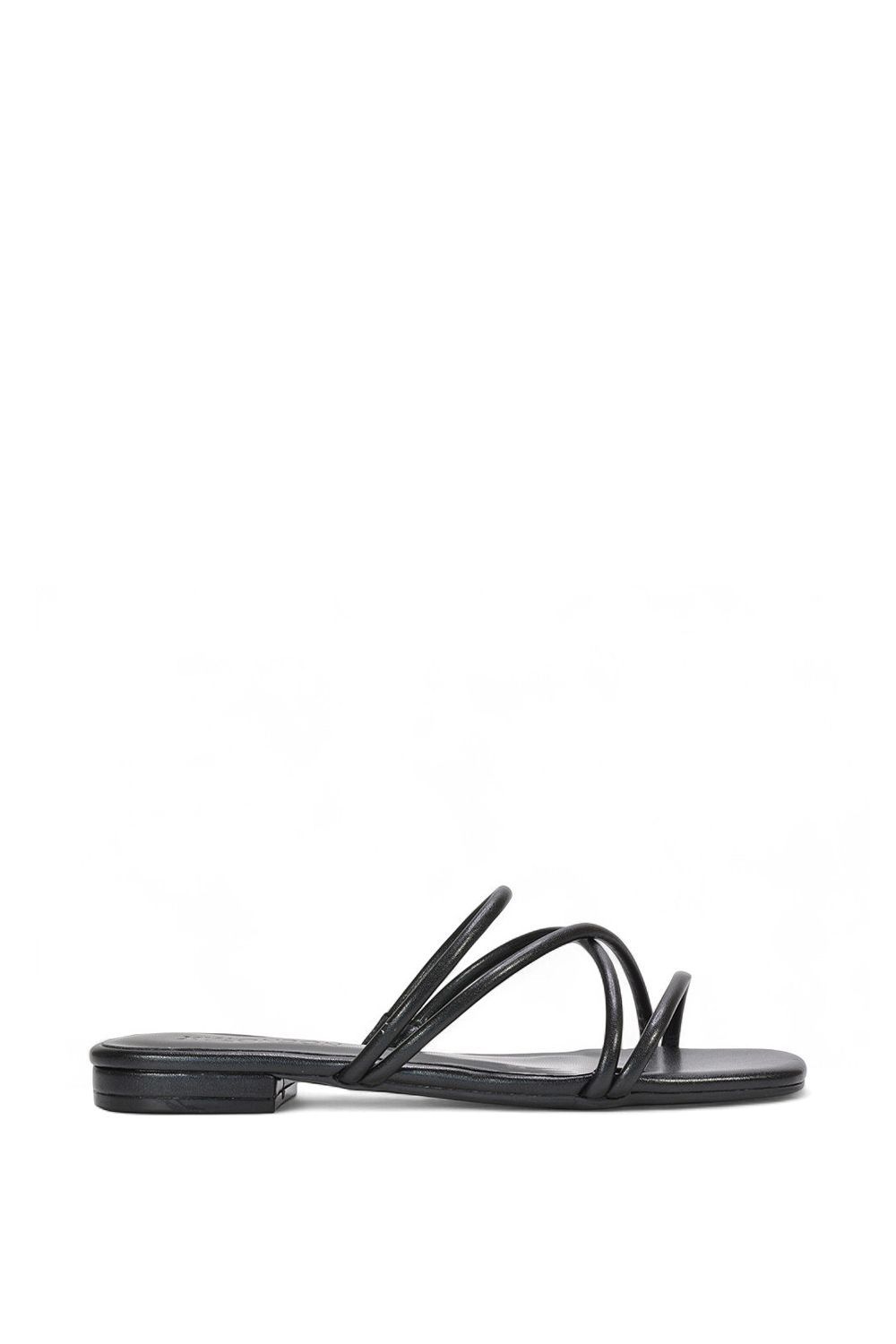 'Suzzie' Strappy Flat Slip On Square Toe Slider Mule Sandals