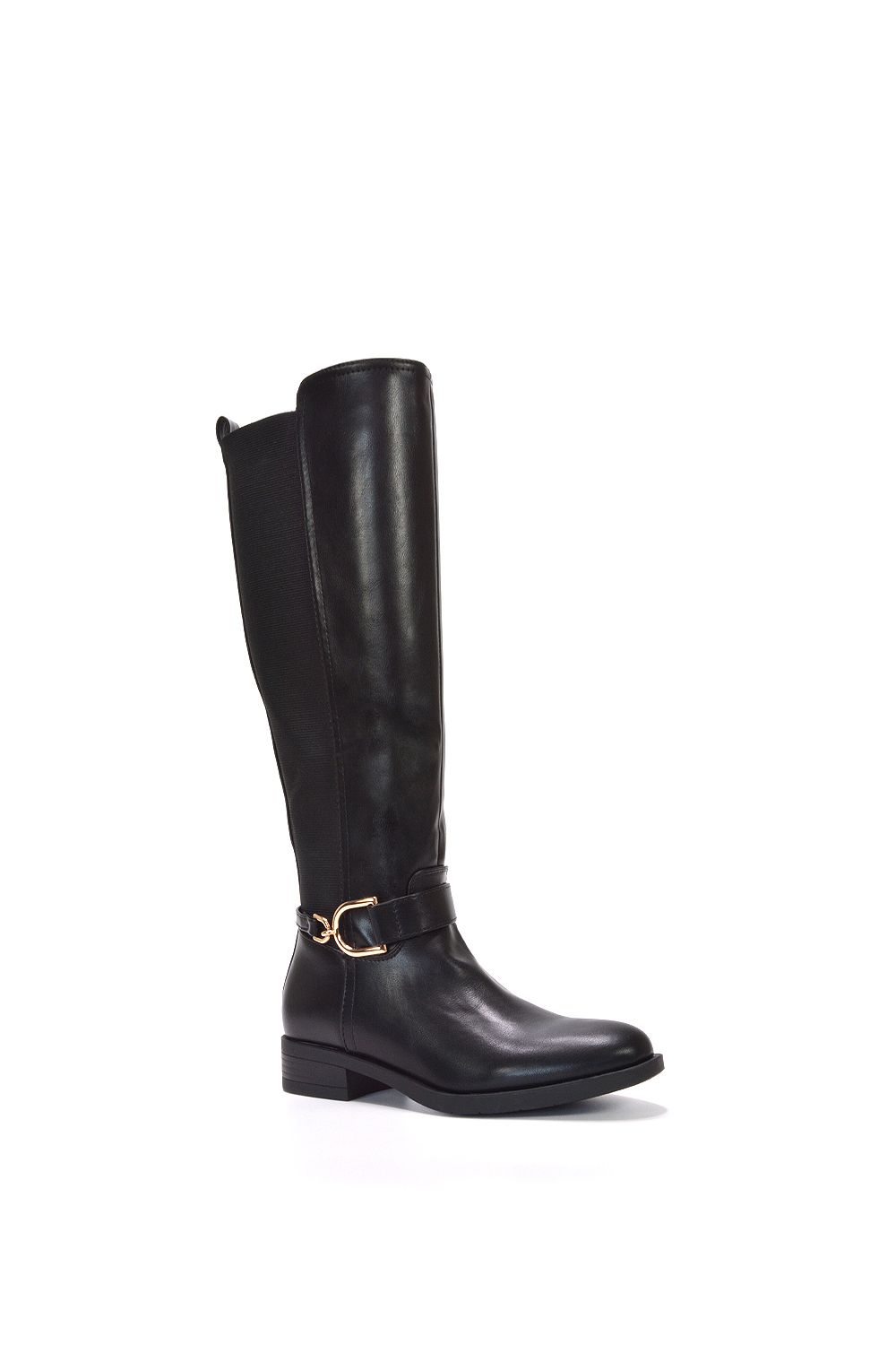 'Tracey' Flat Low Heel Elasticated Calf Knee High Boots