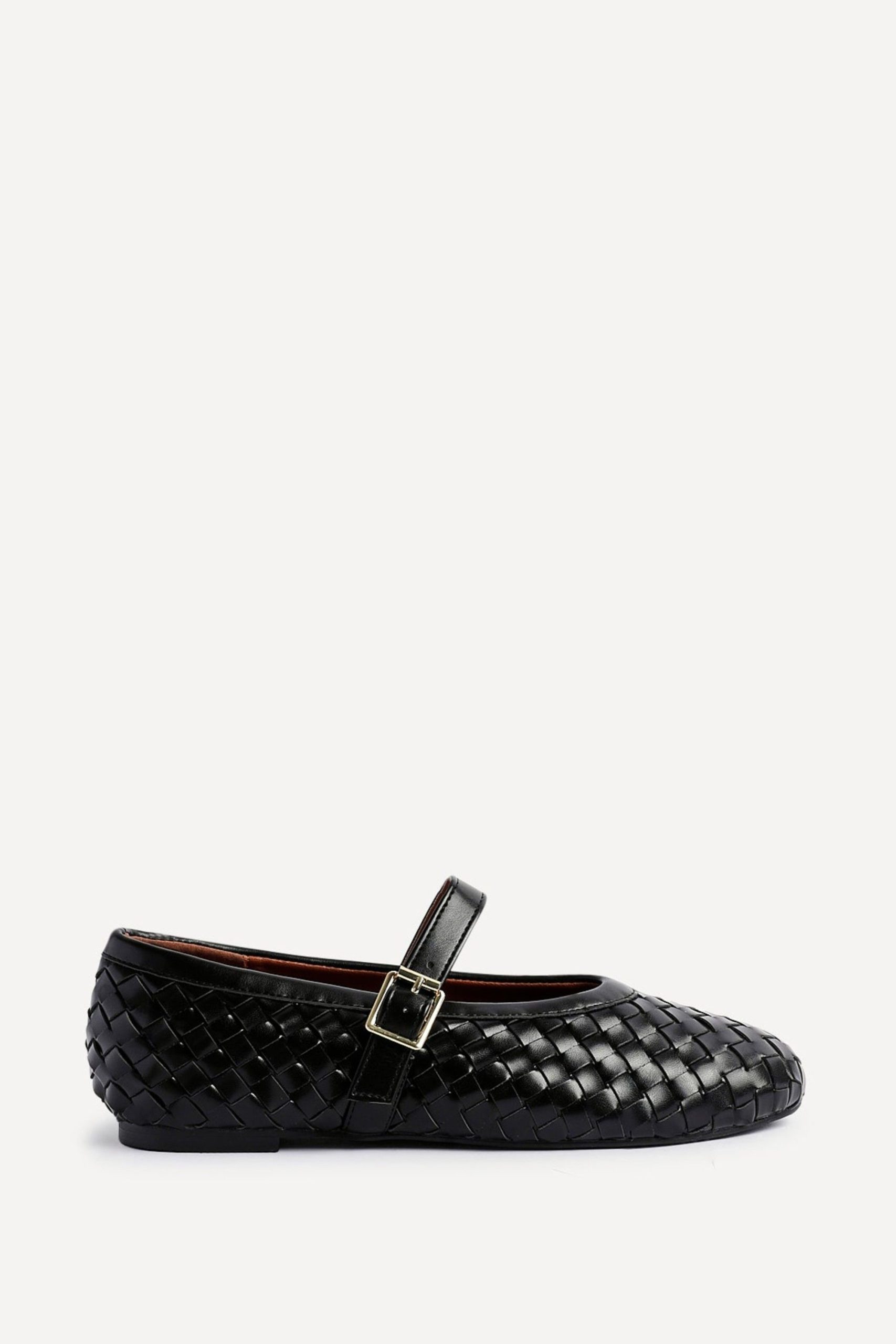 Daily Black Faux Leather Woven Mary Jane Pump