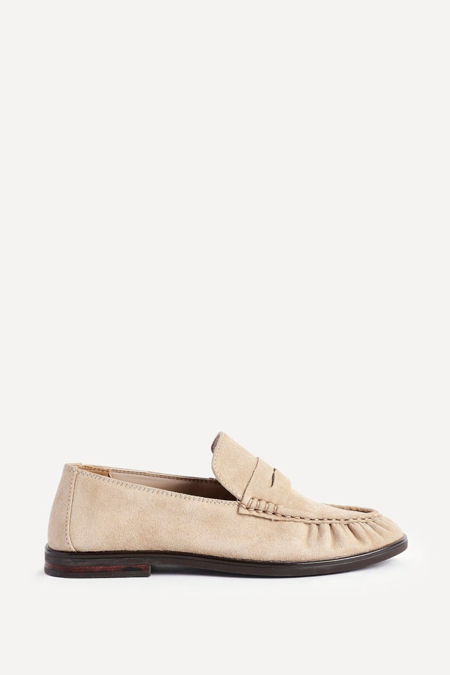 Belmont Beige Suede Leather Ruched Loafer