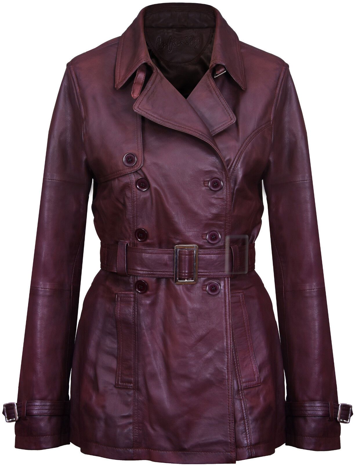 Mid Length Leather Trench Coat -Oakham