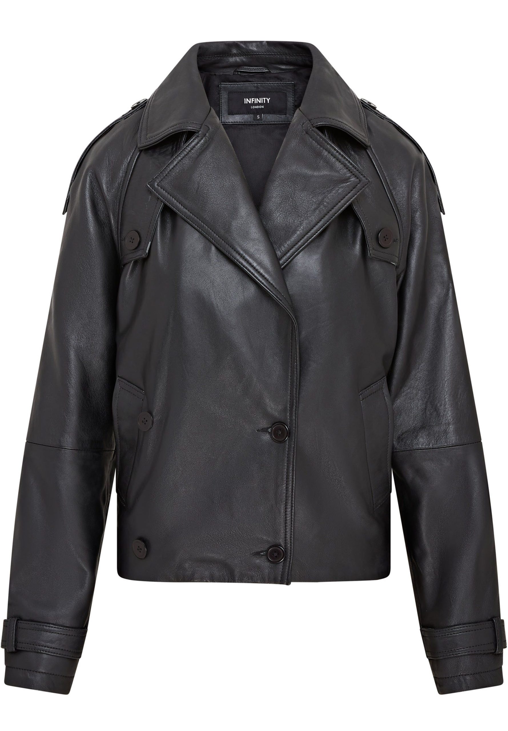 Cropped Oversized Trench Leather Jacket - Canberra