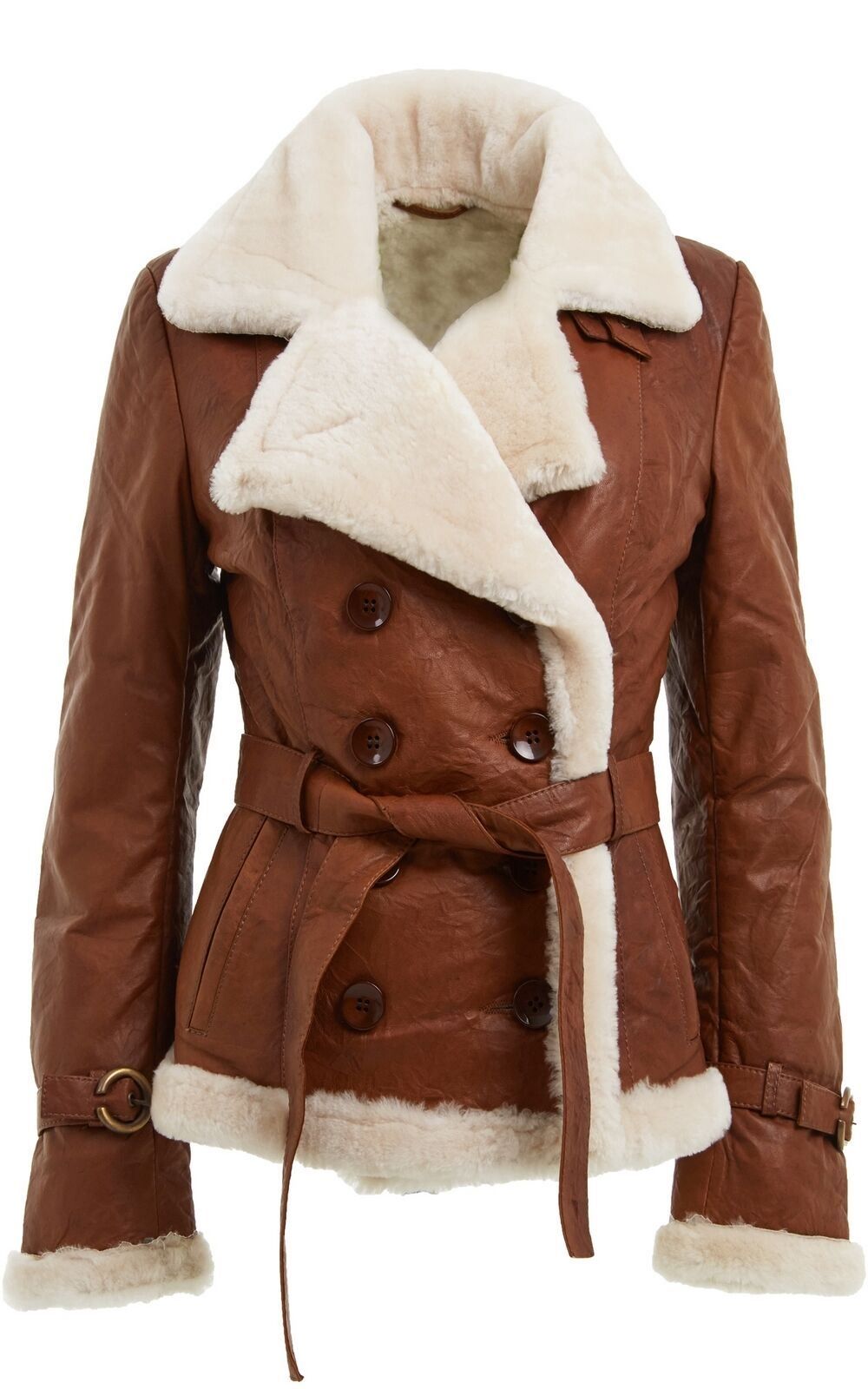 Double Breasted Sheepskin Aviator Jacket-Petersfield