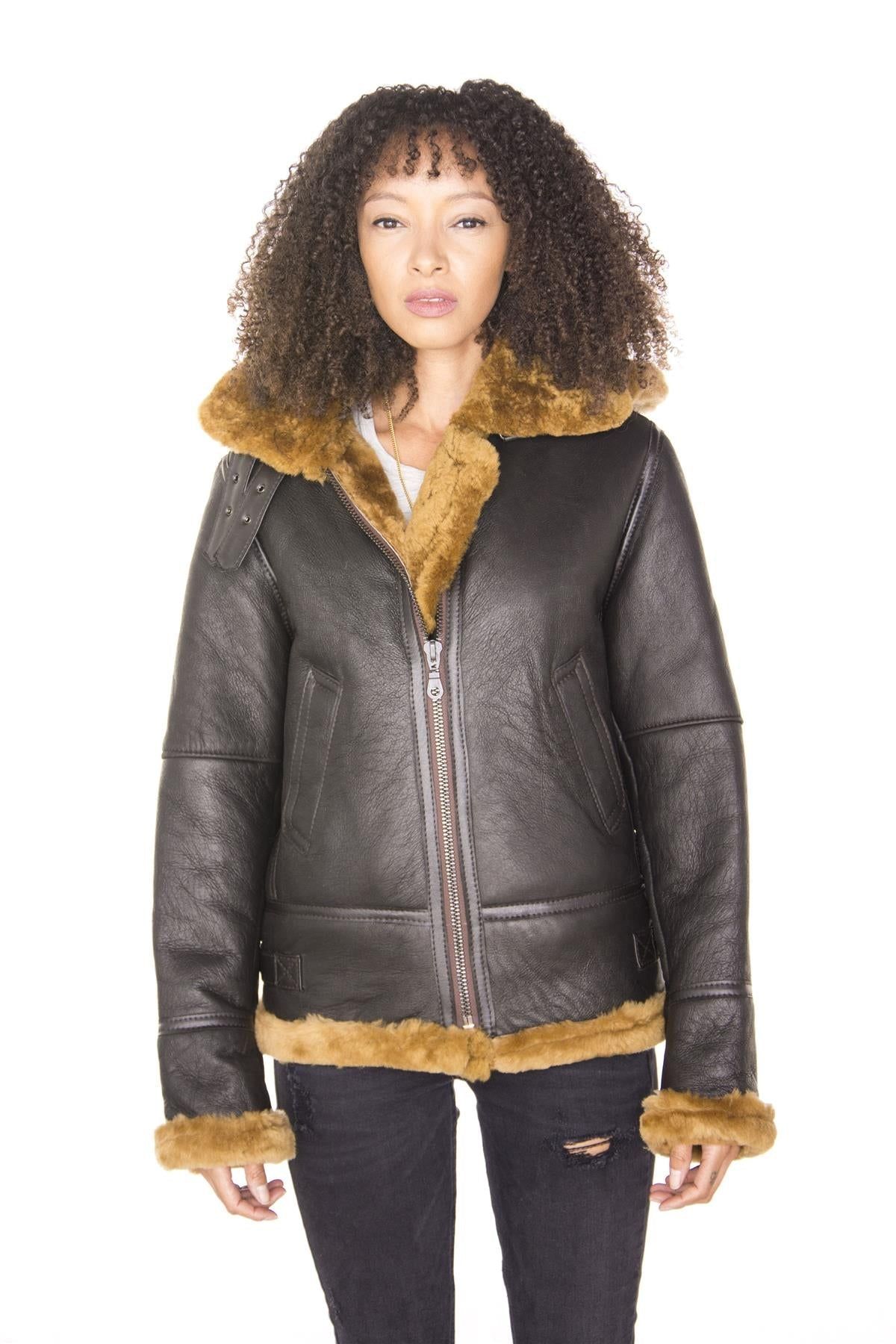 Hooded Sheepskin Flying Leather Jacket-Orford