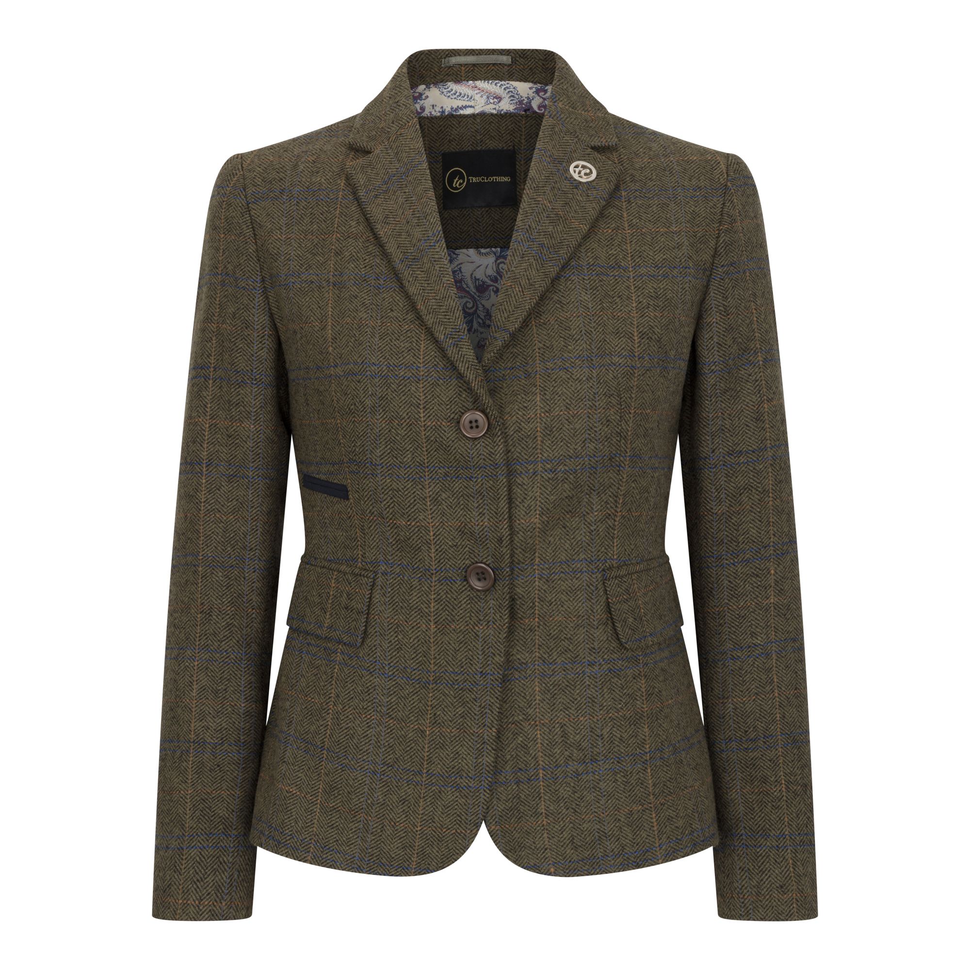 Women's Tailored Fit Tweed Blazer in Herringbone Check