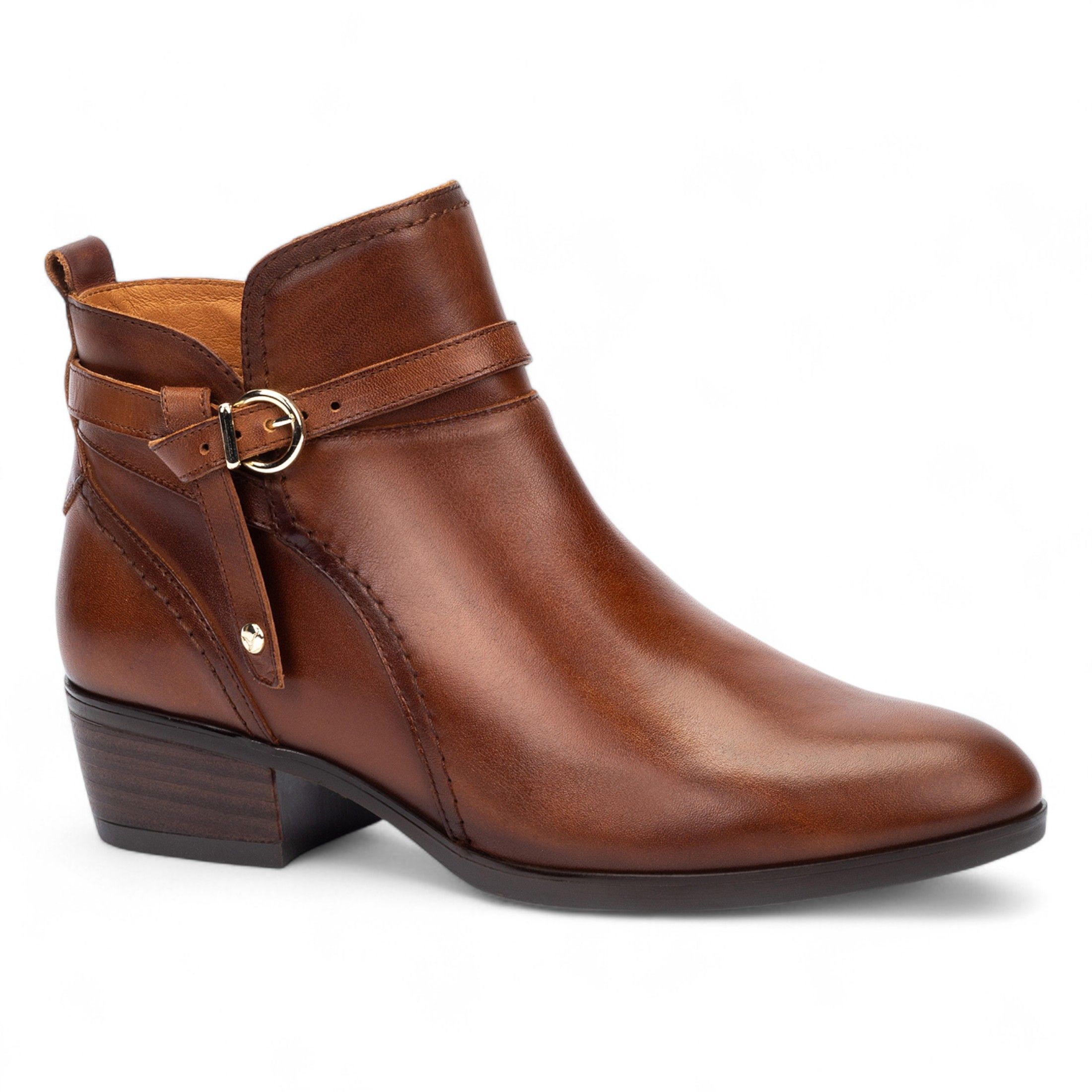 Pikolinos Leather Ankle Bootie Zip Heel Boots - Daroca