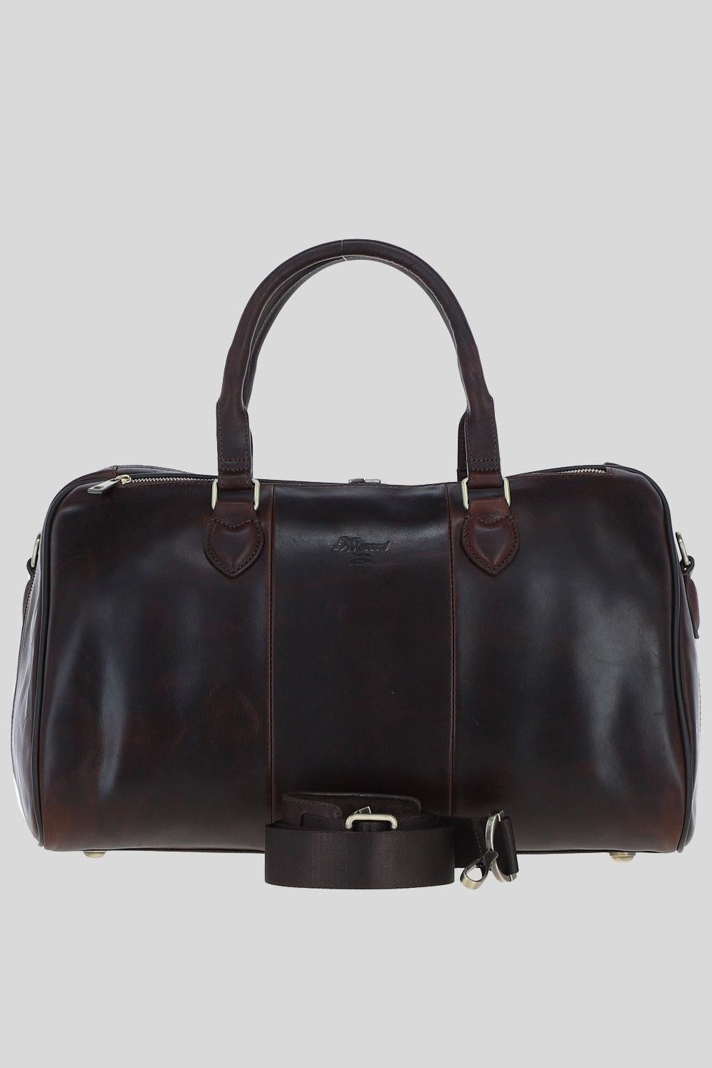 Real Leather Duffle Bag with Detachable Strap