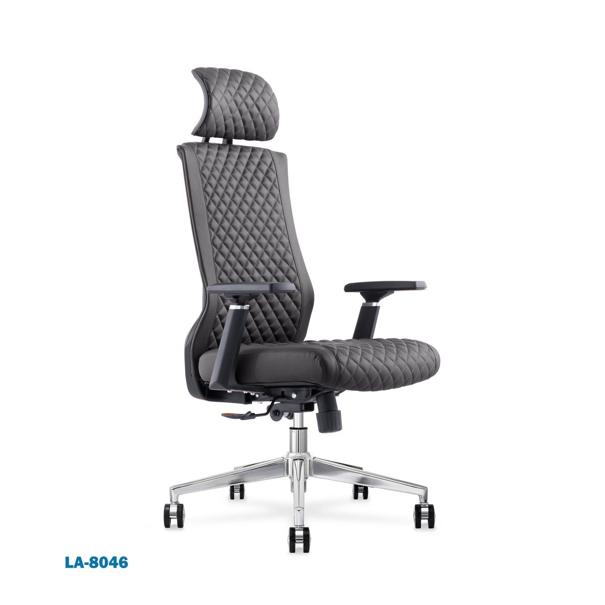 High-Back Quilted Faux Leather Swivel Chair with Reclining Backrest