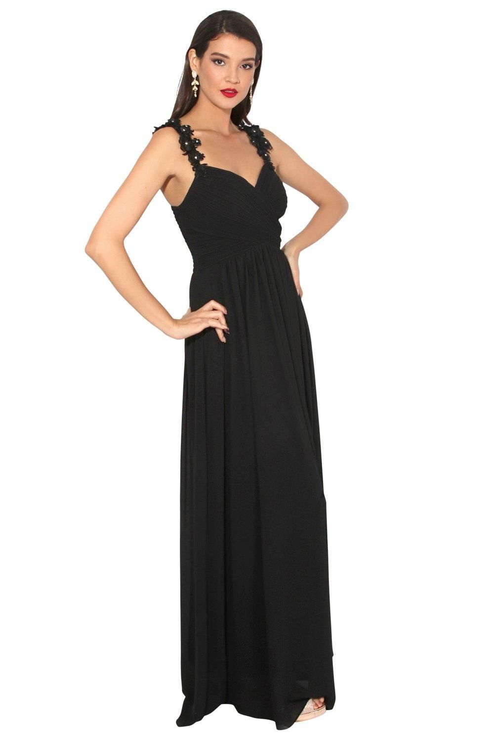 Flower Shoulder Chiffon Maxi Dress