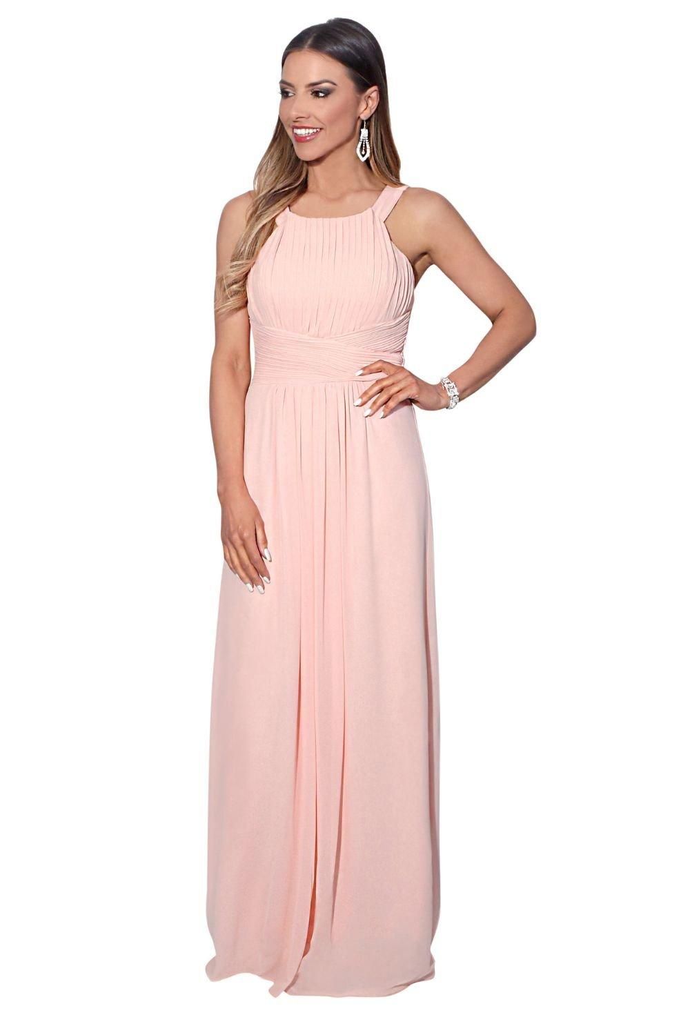 Pleated Front Chiffon Maxi Dress