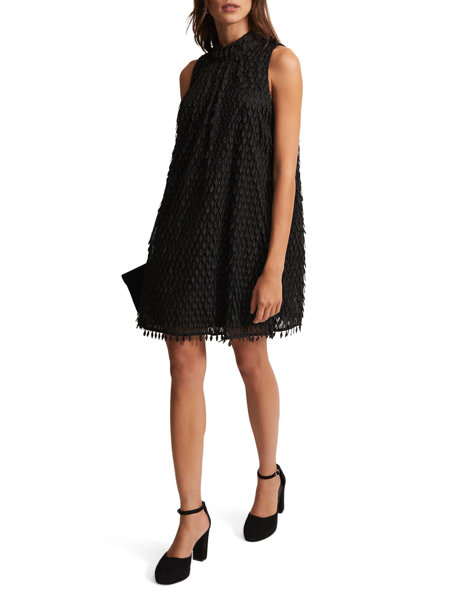 Zafia Black Textured Shift Dress