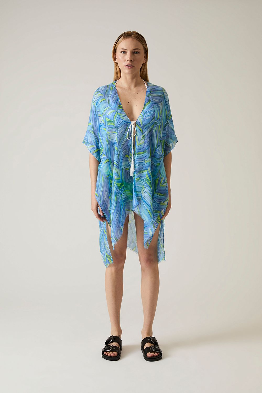 Abstract Print Blue Kaftan