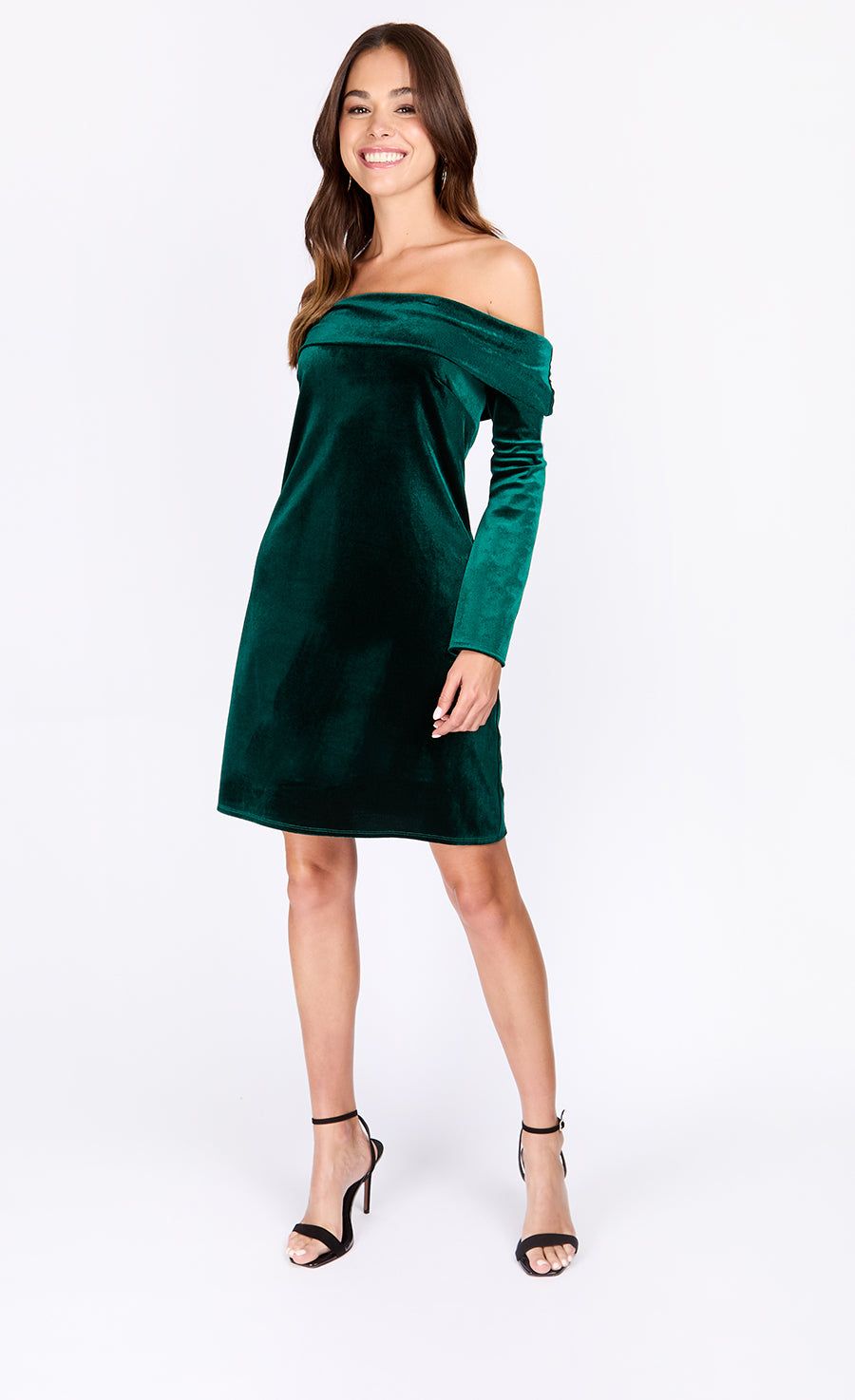 iSKA Green Velvet Bardot Mini Dress