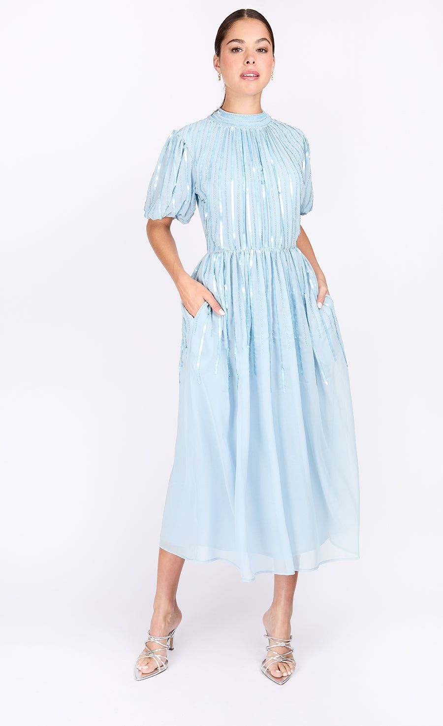 Blue Embellished Midaxi Dress