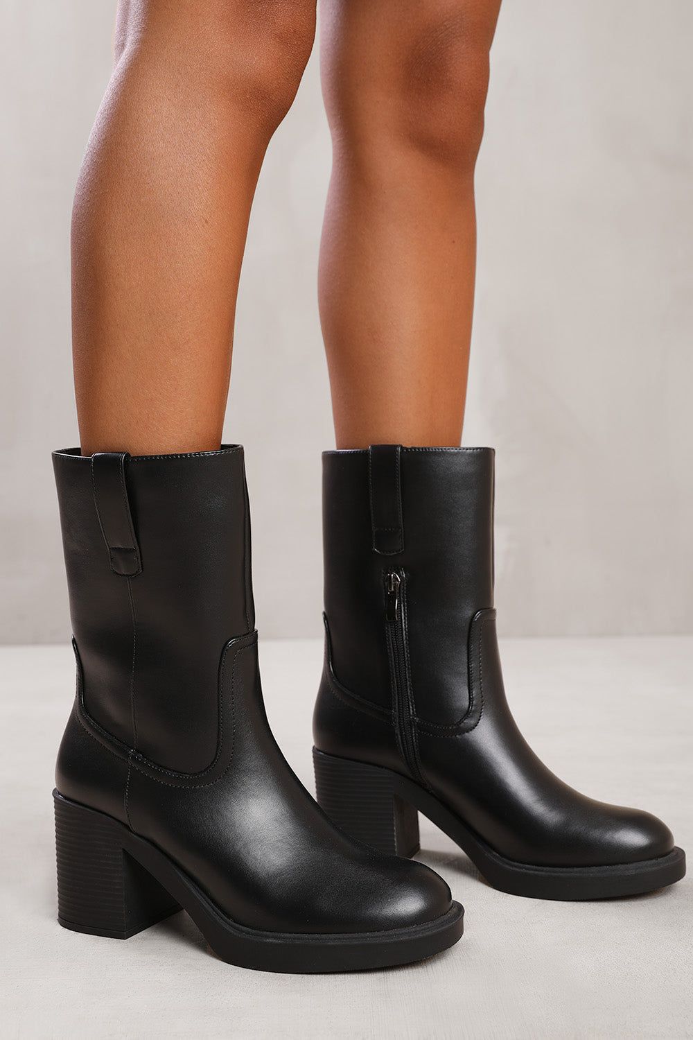 'Beau' Mid Calf Boot With Side Zip