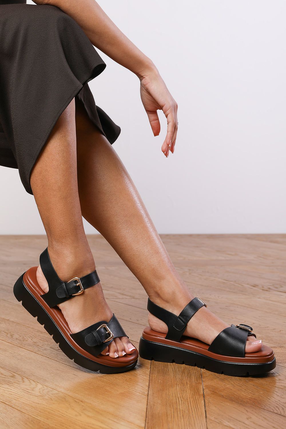 'Andrea' Chunky Buckle Strap Sandal