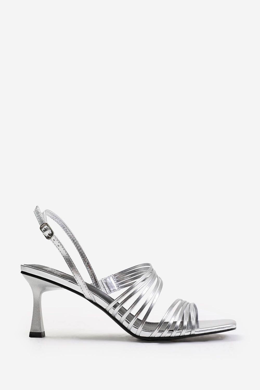 'Callie' Wide Fit Square Toe Low Block Slingback Heel With Multi Strap Detail