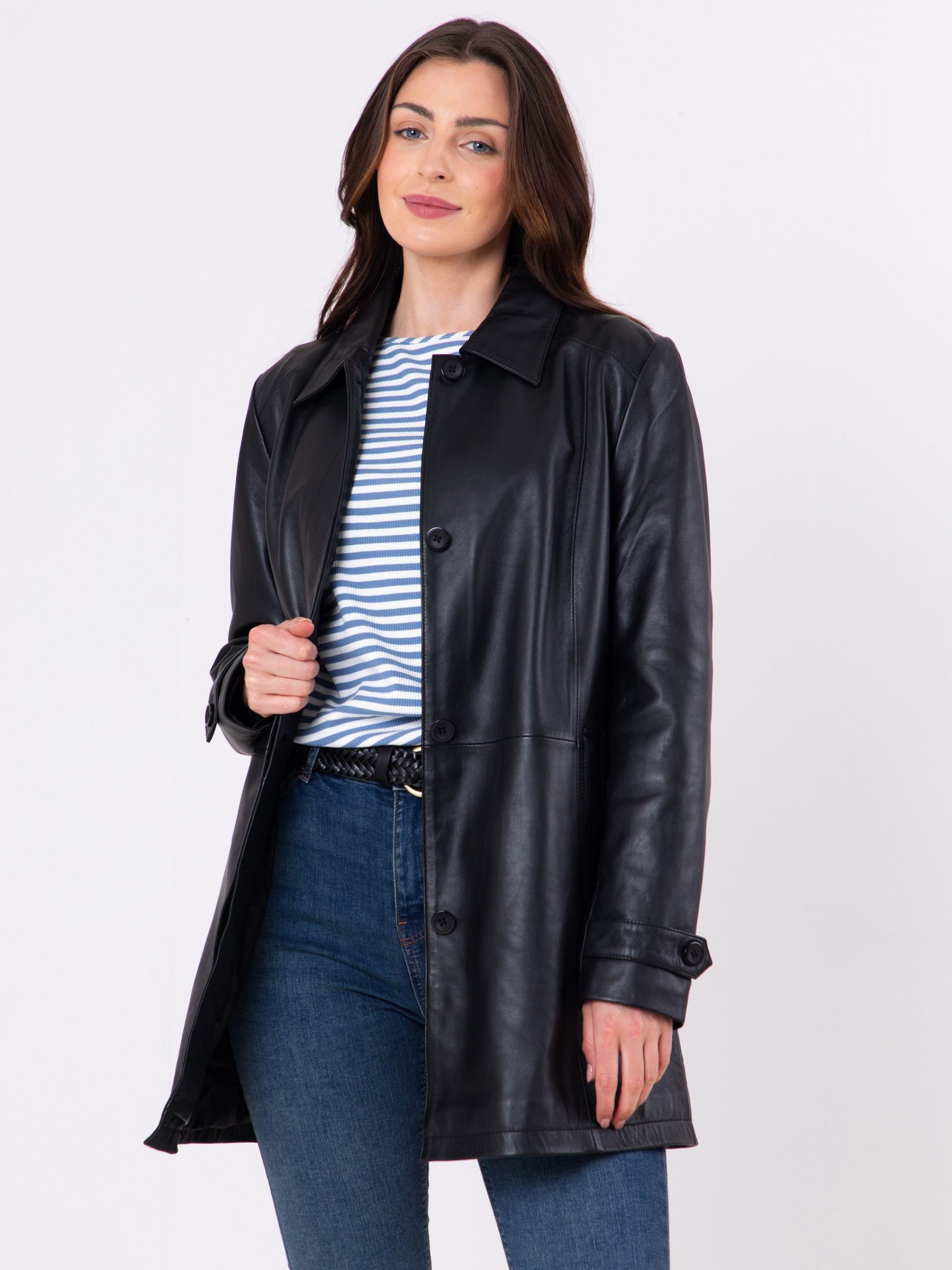 'Bilsco' Longline Leather Jacket