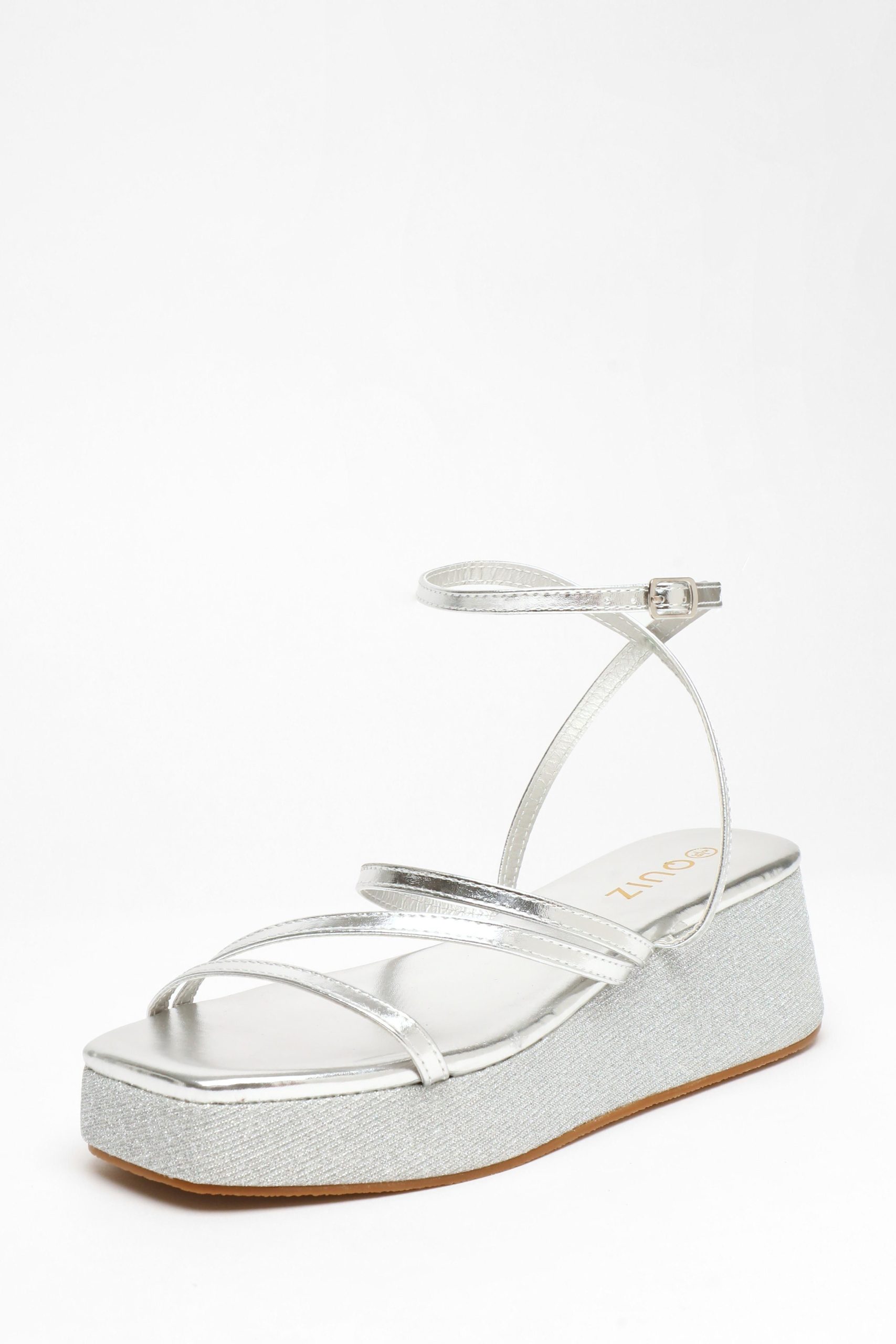 White Faux Leather Strappy Flatform Sandals