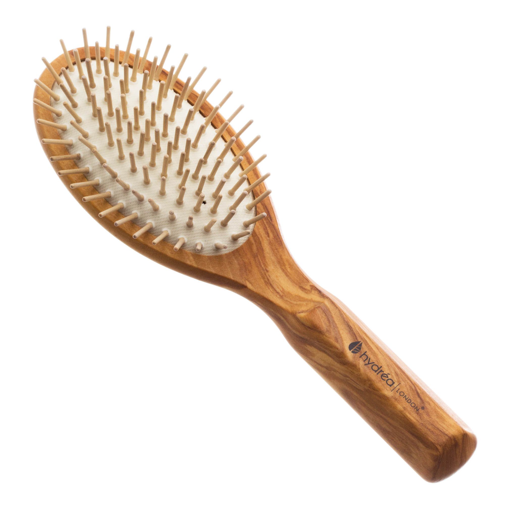 Luxe Olive Wood Hair Brush with Anti-static Olive Wood Pins and Rubber Cushion for Smooth Detangle