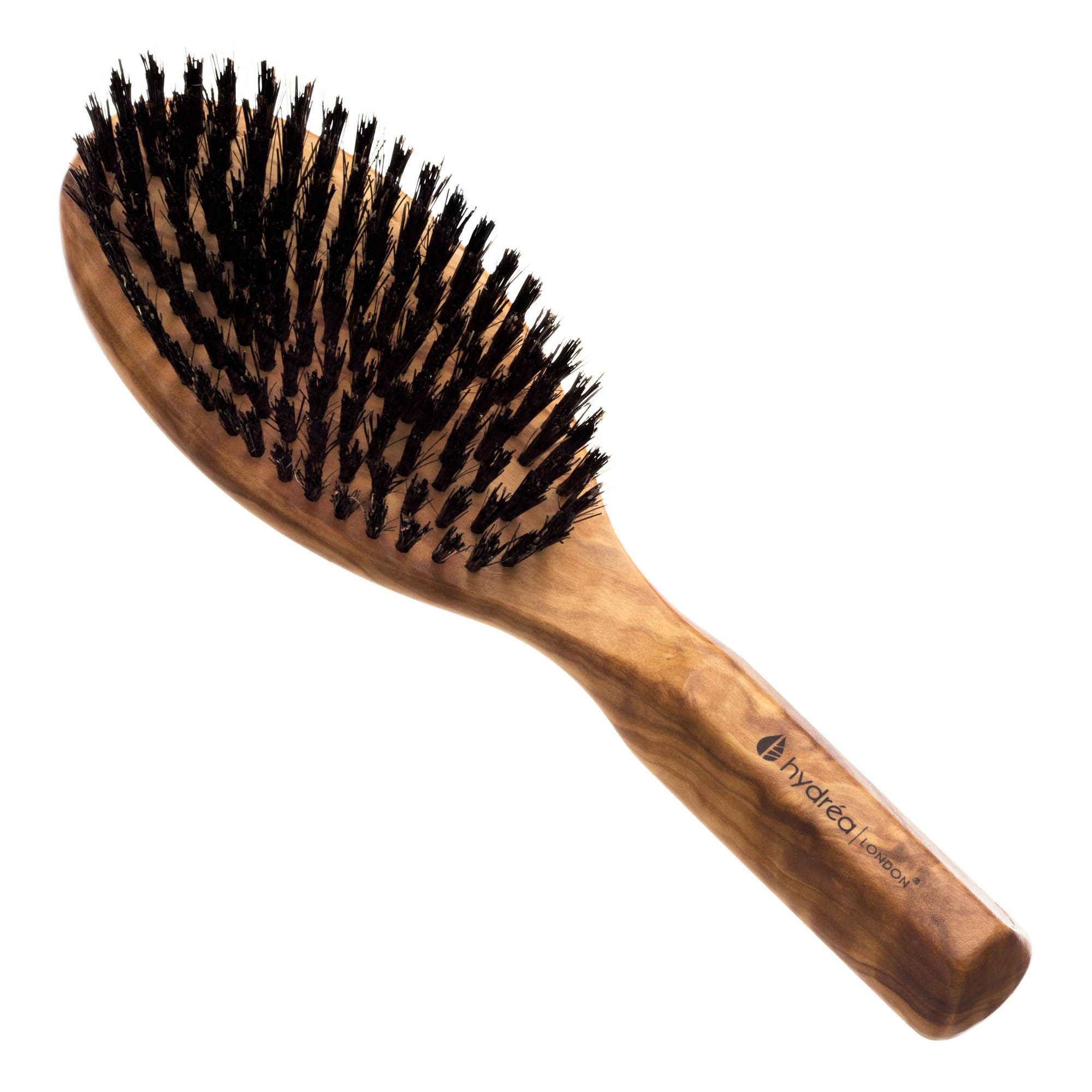 Luxe Olive Wood Hair Brush with Boar Bristles for Smooth Shine