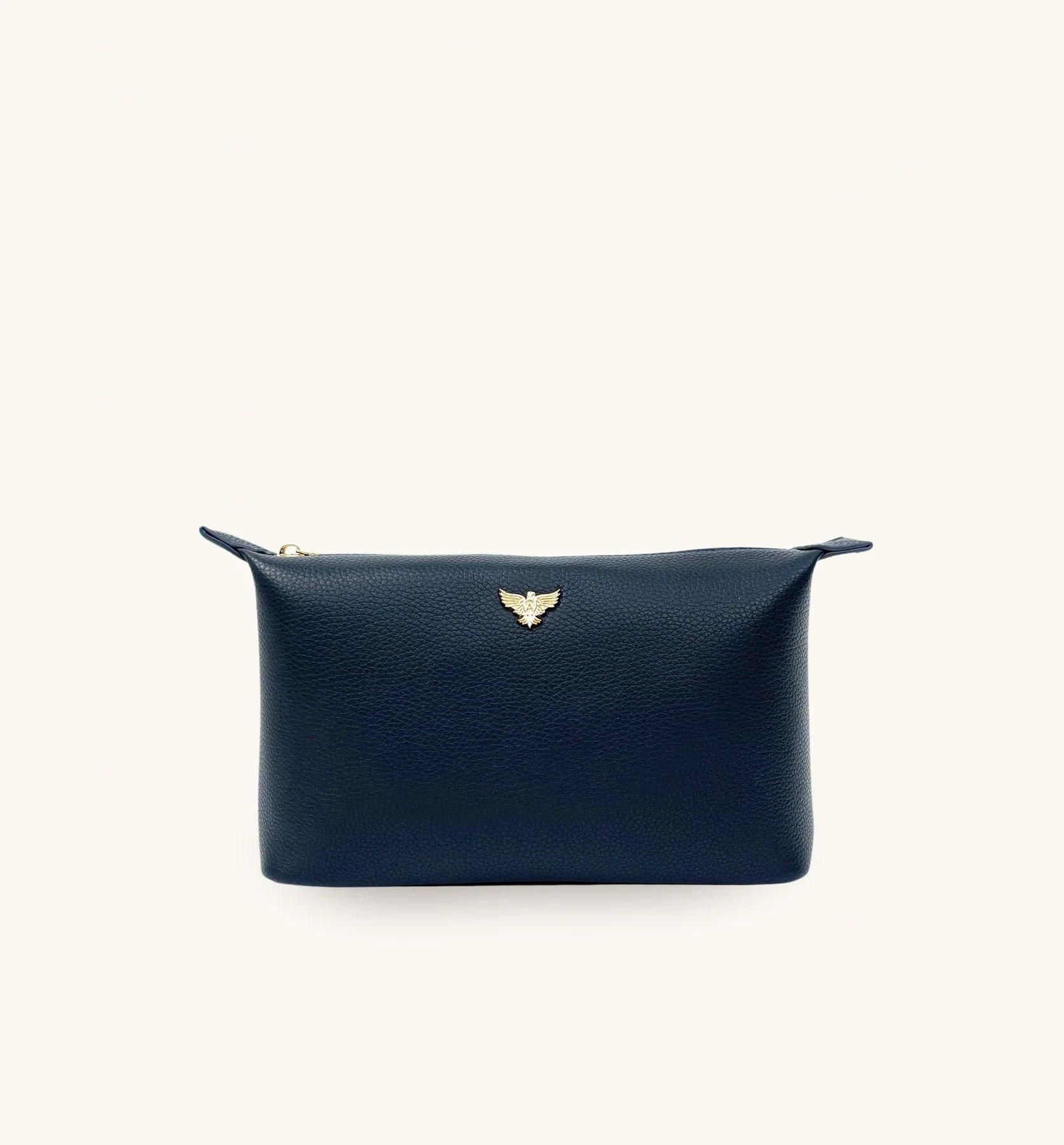 Medium Leather Navy Beauty Bag