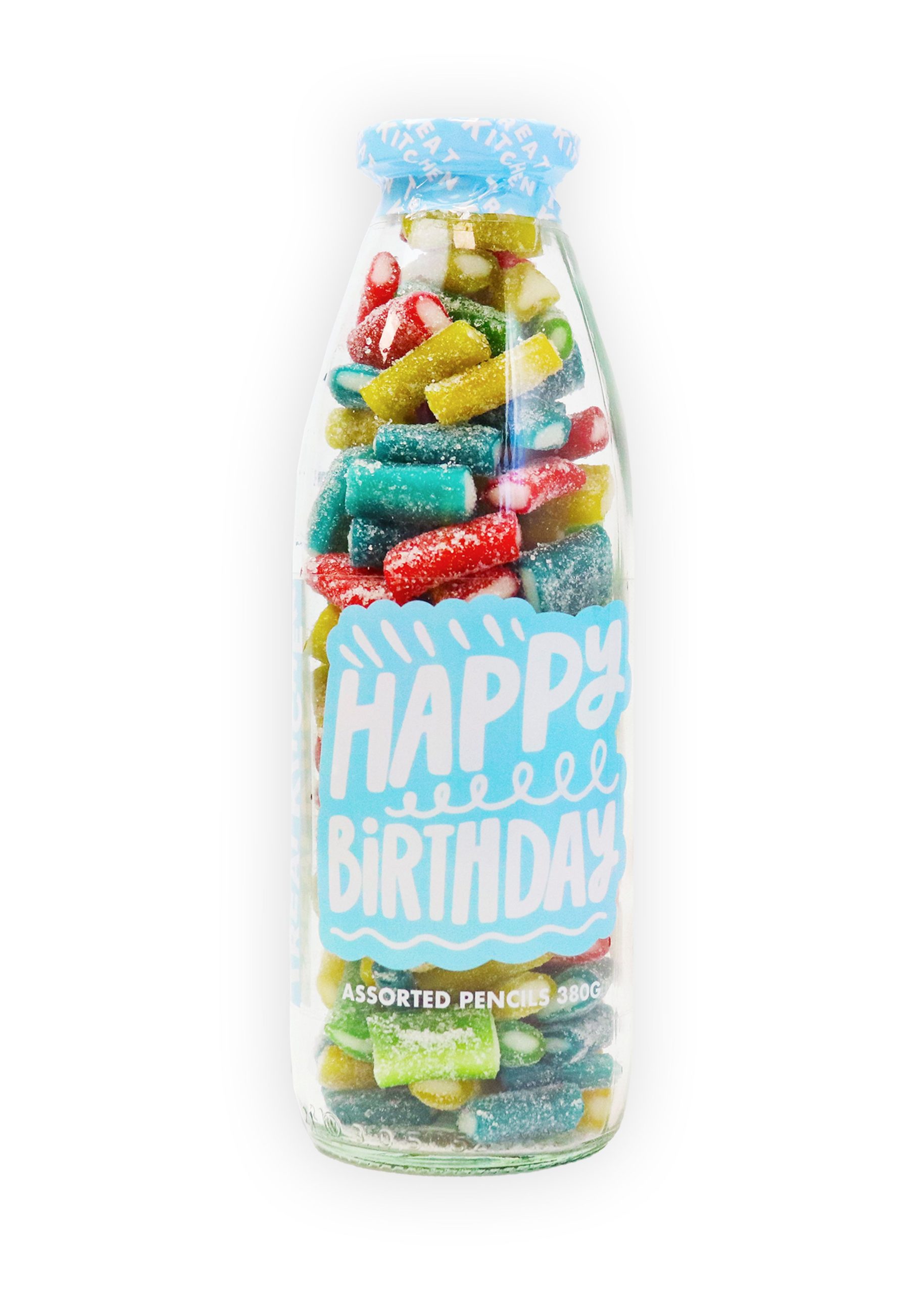 "Happy Birthday" Vegan Rainbow Pencils Sweets in a Bottle