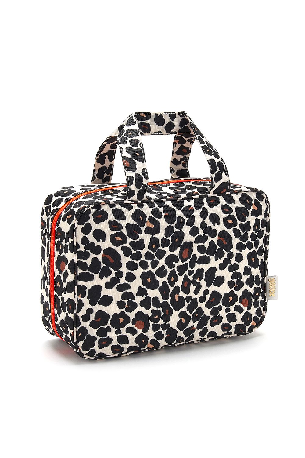 'Charlotte' Hanging Traveller Wash Bag in Leopard Tan
