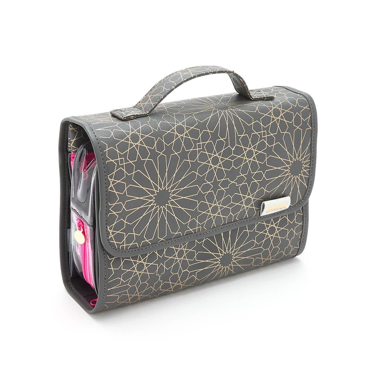 'Emma' 3 in 1 Hanging Wash Bag in Mandala Charcoal