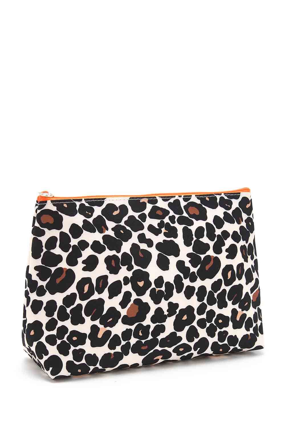 'Mia' Large Makeup Bag in Leopard Tan