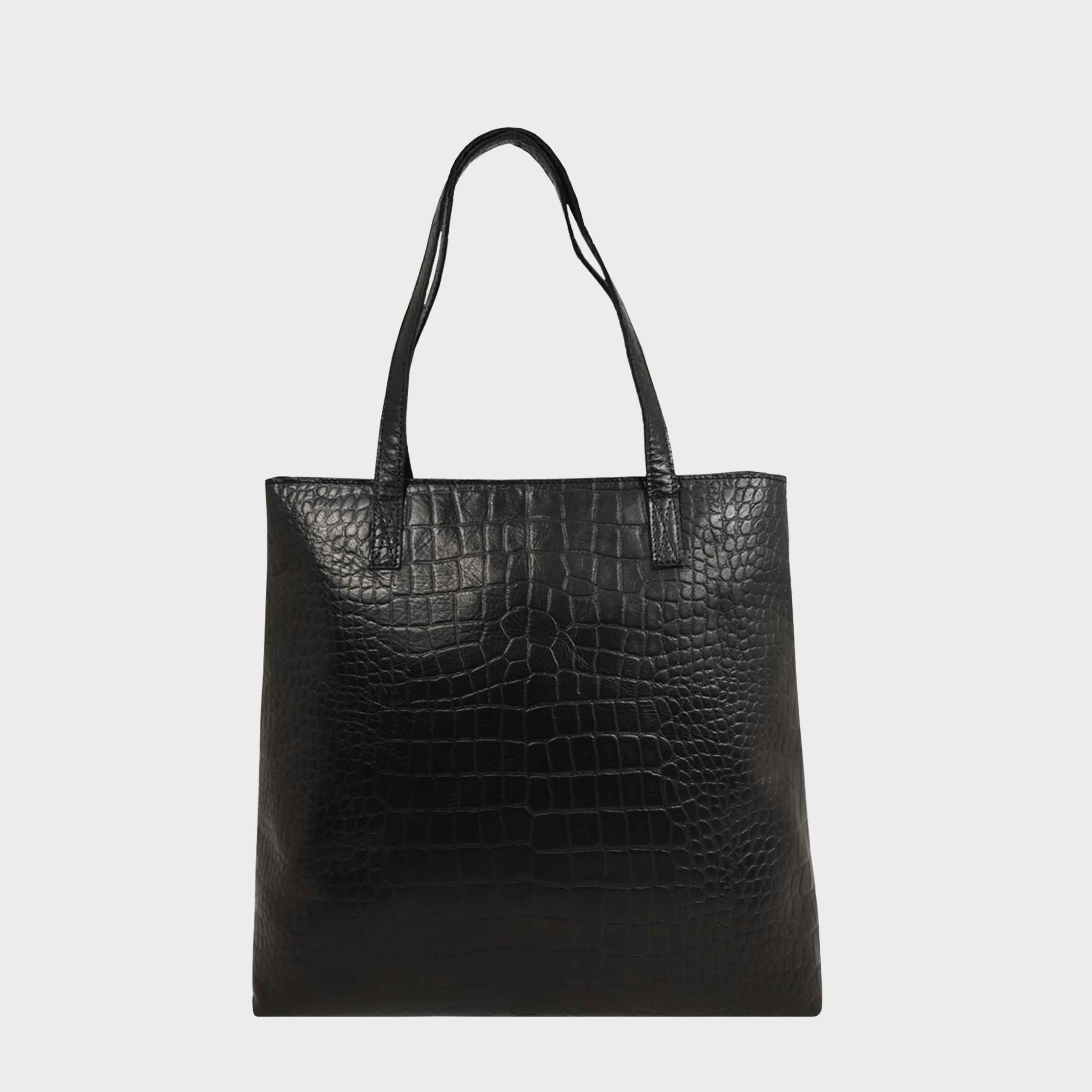 FREYA' Semi Structured Unlined Embossed Croc Leather Tote Bag