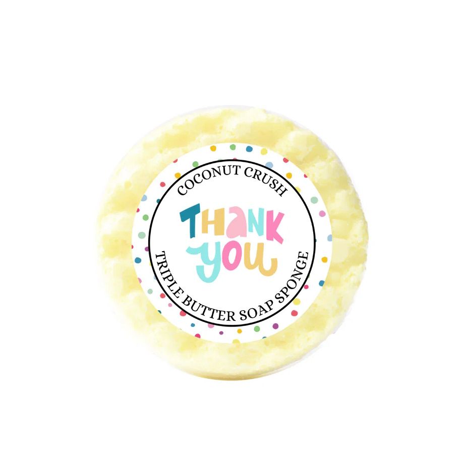 Triple Butter Shower Soap Sponge Thank You Coconut Crush