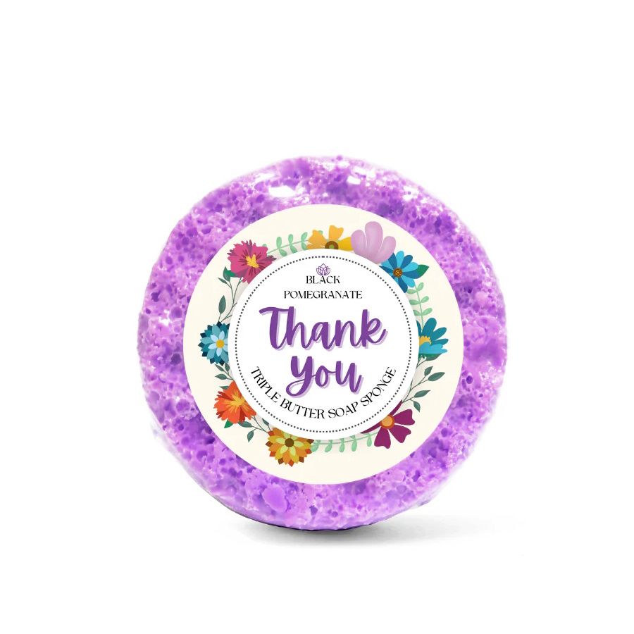 Triple Butter Shower Soap Sponge Thank You Black Pomegranate