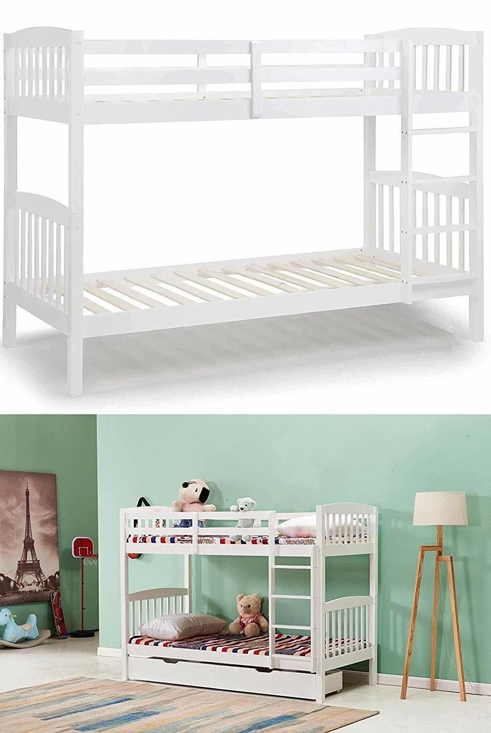 Wood Bunkbed Single Split Into 2 Single Beds For Kids Children