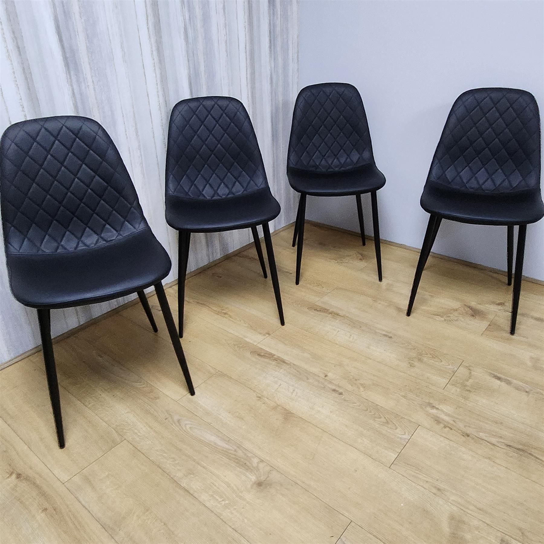 Dining Chairs Set of 4 Black Leather Kitchen Chairs