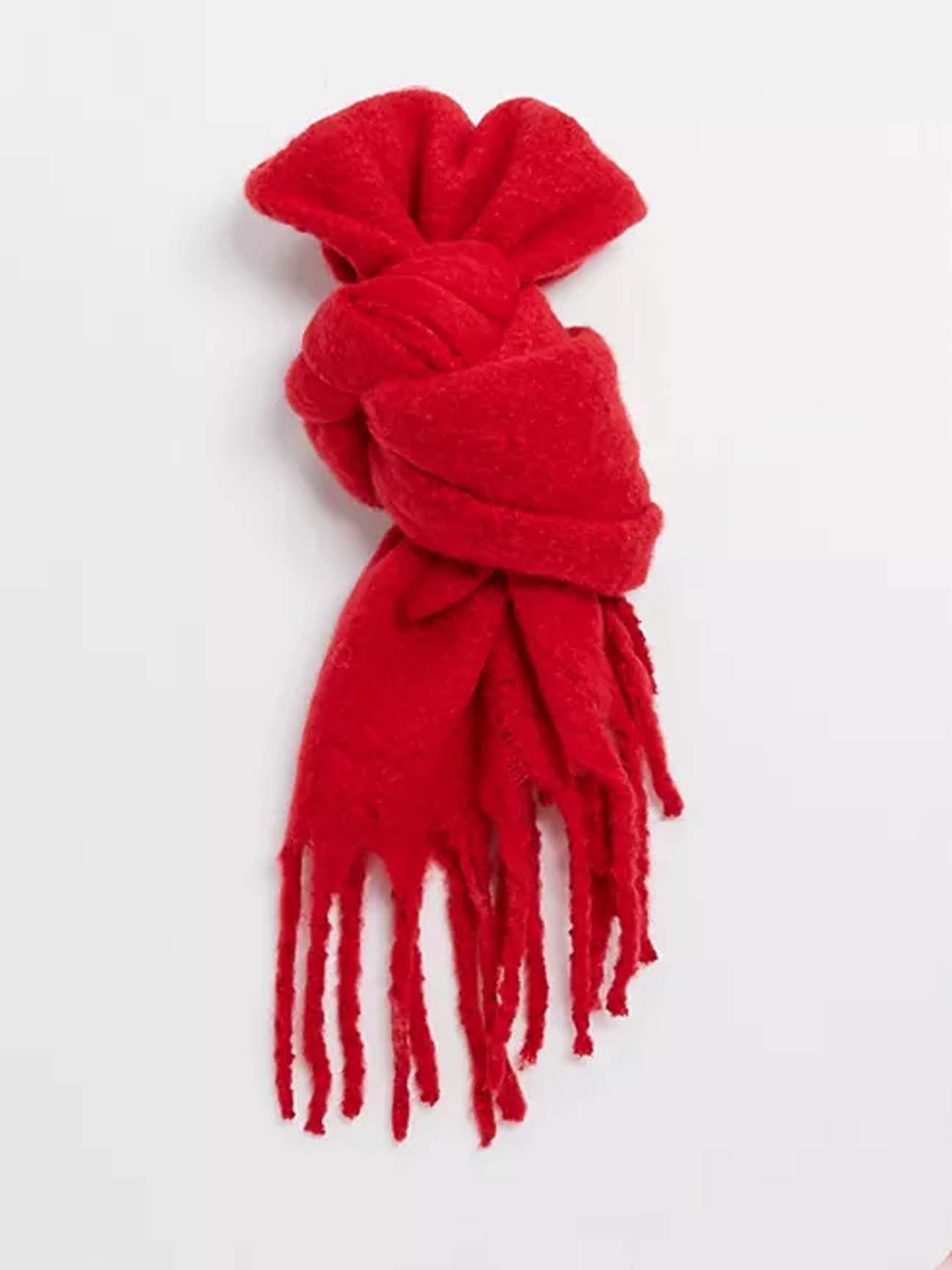 Chunky Knitted Scarf with Tassles