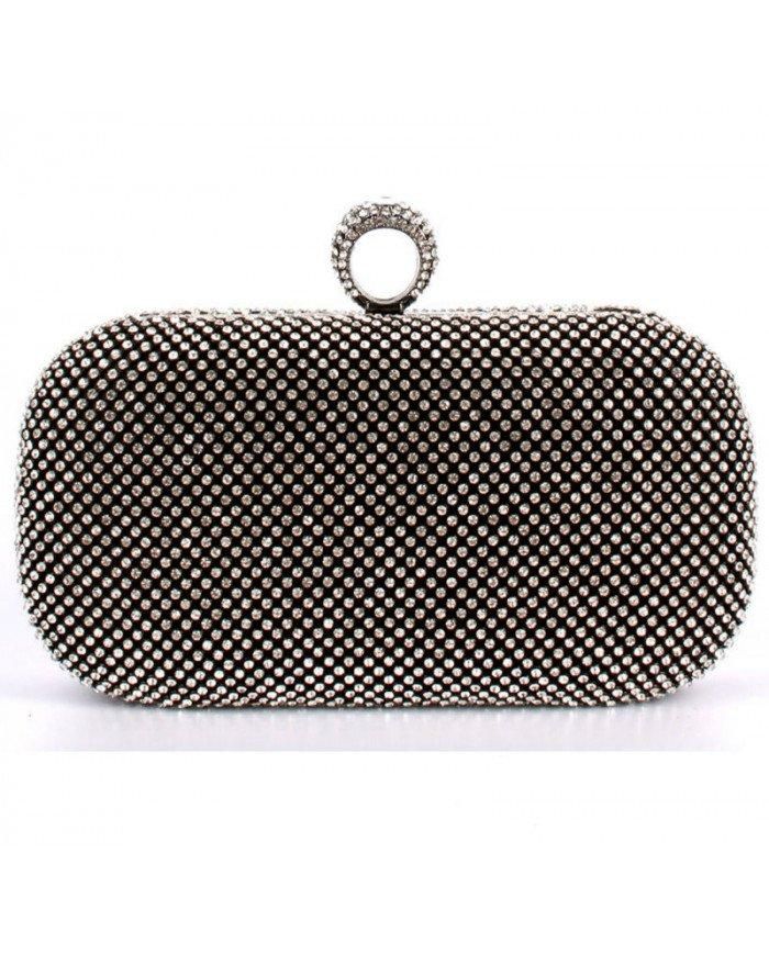 Ring Clasp Double Side Diamante Clutch Bag