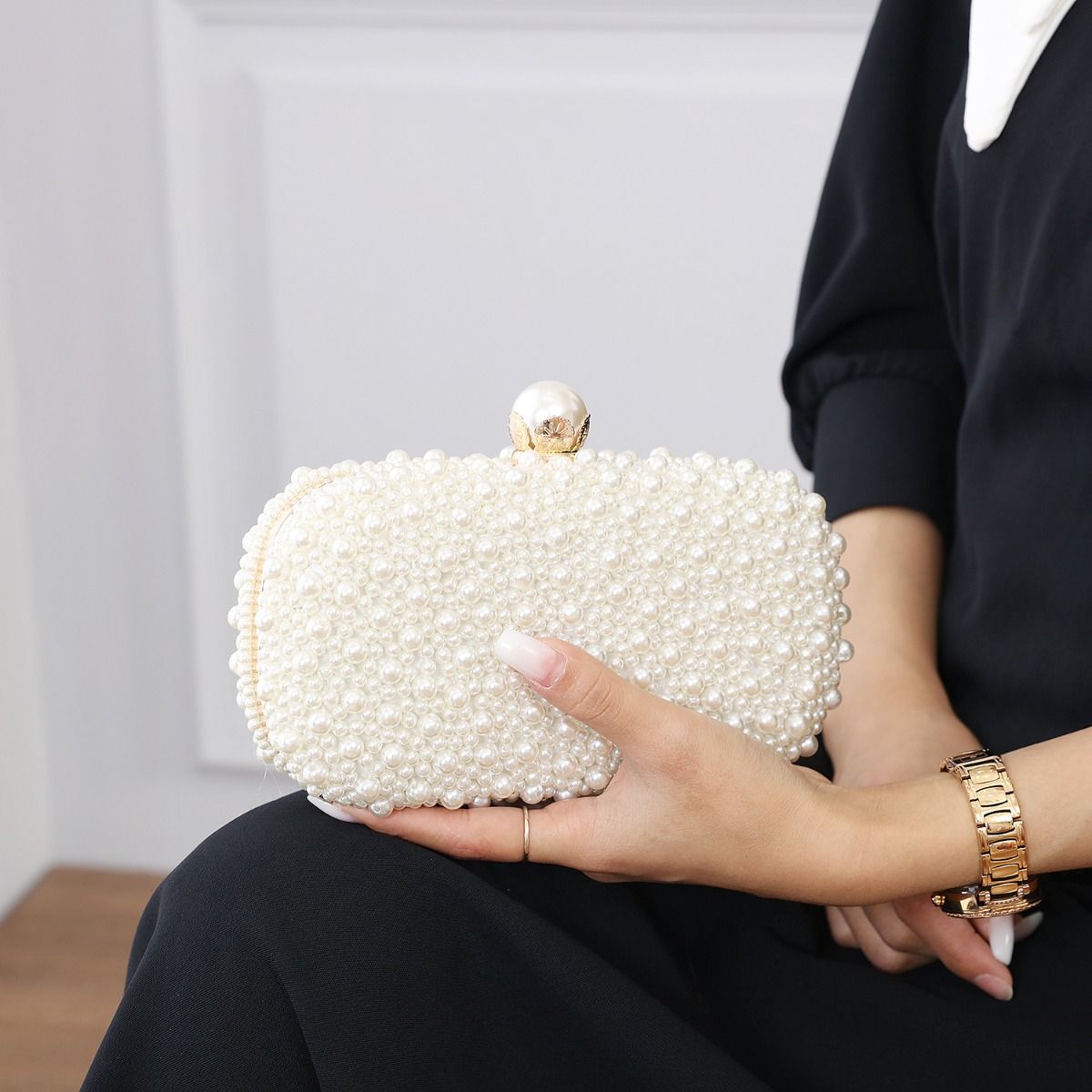Ivory Pearl Elegance Evening Clutch Bag