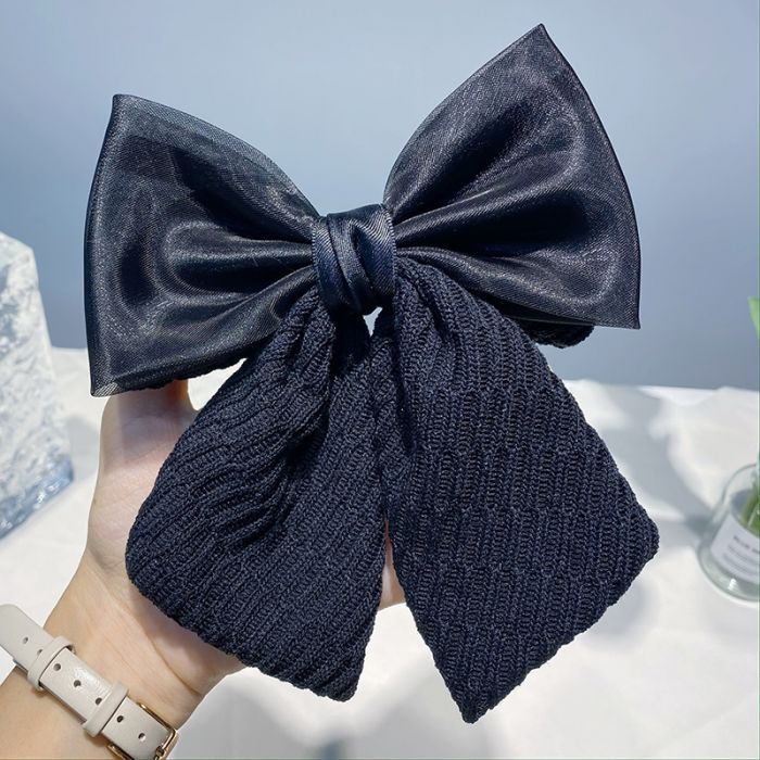 Satin & Knit Bow Hair Clip