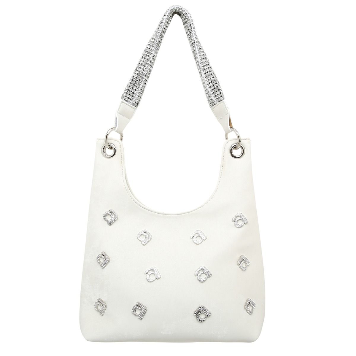 Quirky Crystal Letter and Crystal Handle Handbag