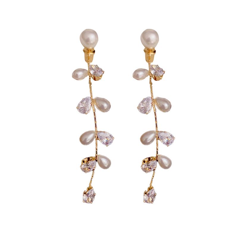 Pearls And Crystals Long Earrings