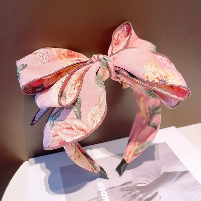 Oversize Bow Headband With Flowers