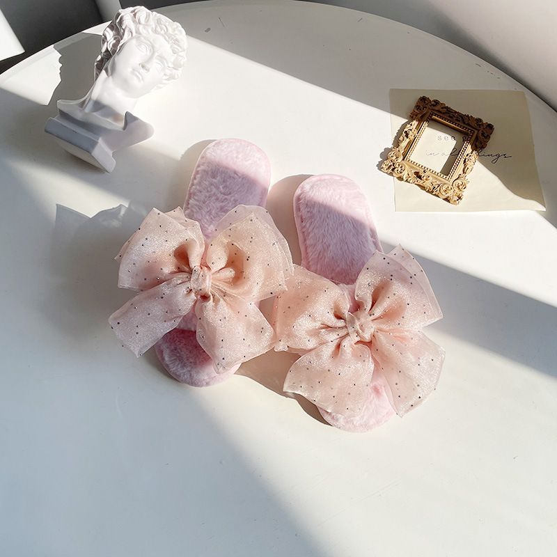 Elegant Organza Bow Slippers