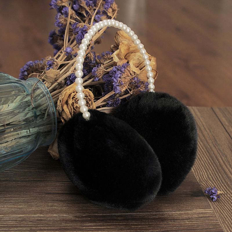 Luxurious Pearl Accented Faux Fur Earmuffs