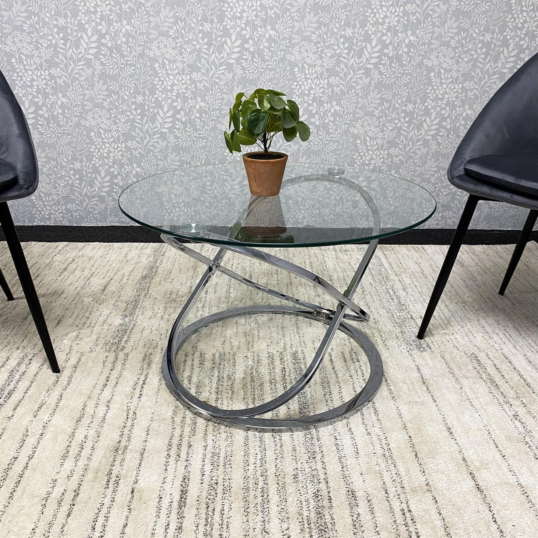 Modern Round Center Table with Chrome Frame for Living Room