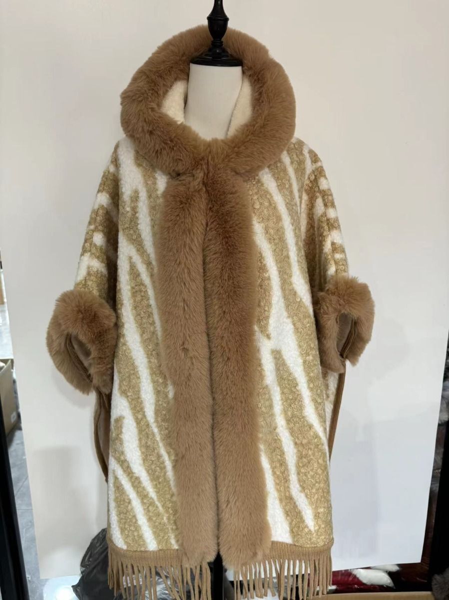 Luxurious Faux Fur Cape  Zebra Print